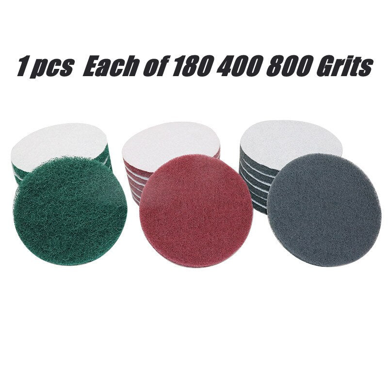 Binygo 3Pcs 125MM Multi-Purpose Flocking Scouring Pad Round Nonwoven Rust Removal Cloth Flexible for Kitchen Metal Polishing Cleaning