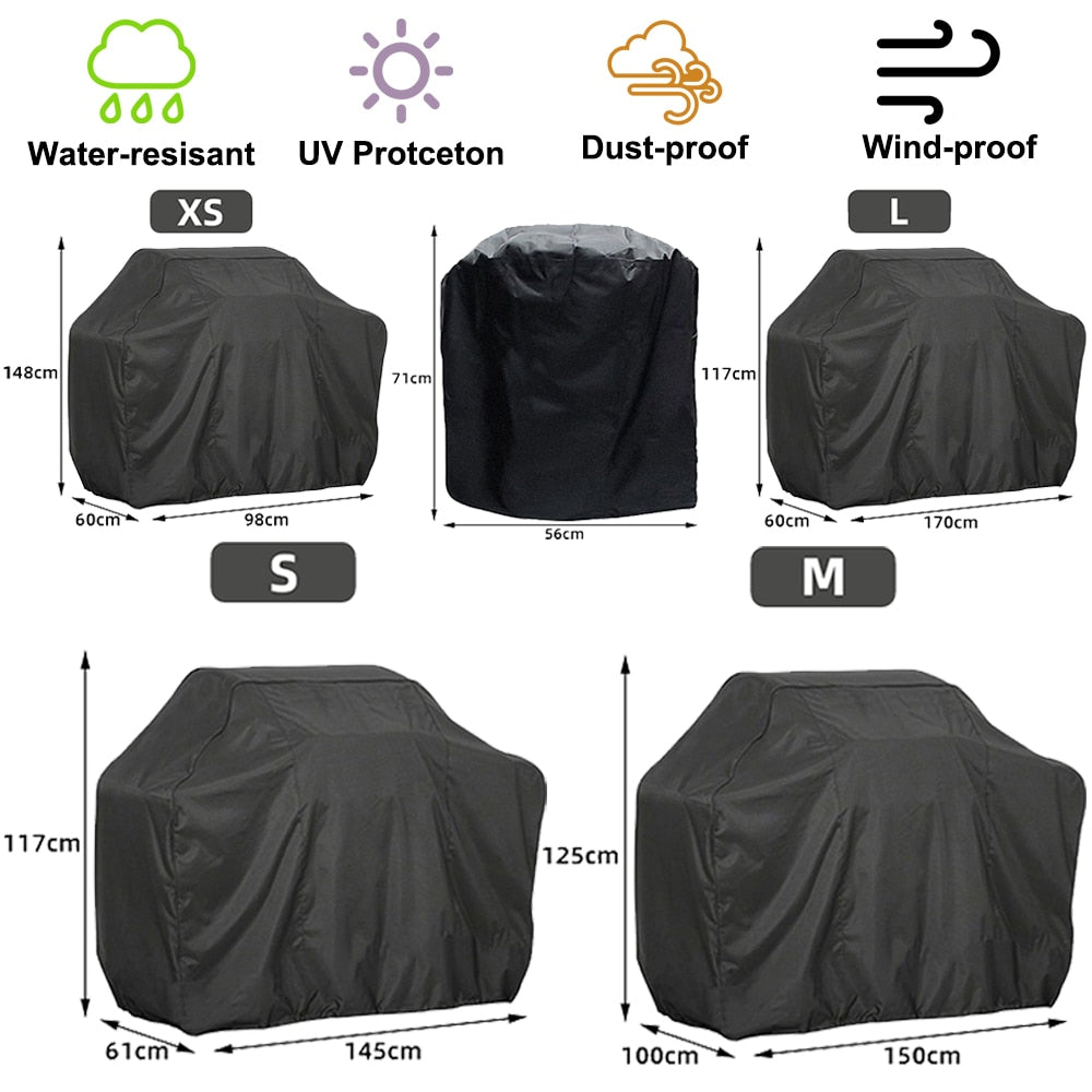 Binygo BBQ Cover Outdoor Dust Waterproof Weber Heavy Duty Grill Cover Rain Protective Outdoor Barbecue Cover Round