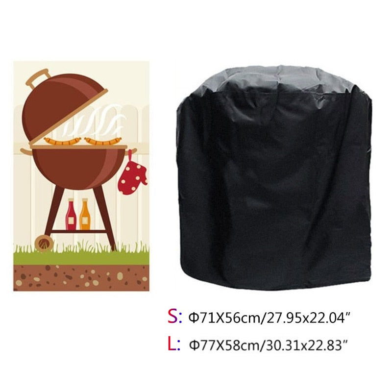 Binygo BBQ Cover Outdoor Dust Waterproof Weber Heavy Duty Grill Cover Rain Protective Outdoor Barbecue Cover Round