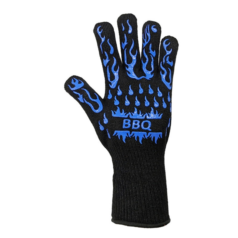 Binygo BBQ Microwave Oven Gloves High Temperature Resistance Barbecue Mitts 800 Degrees Fireproof Anti Heat Insulation Glove for Baking