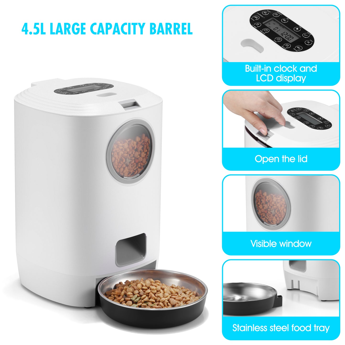4.5L Square Style Auto Pet Feeder with O-Window