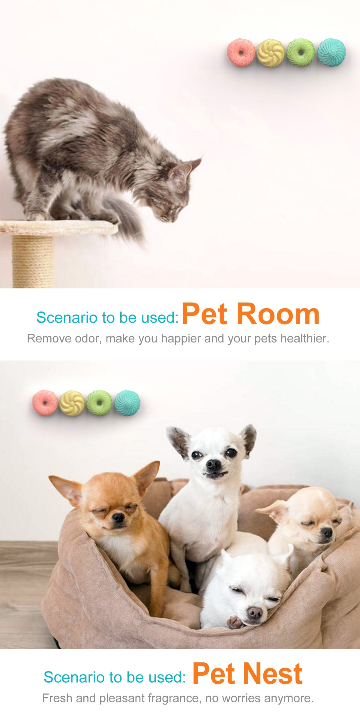 New Popular Pet Nest Donut Aromatherapy Removal Smell Urine Smell (4 Colors)