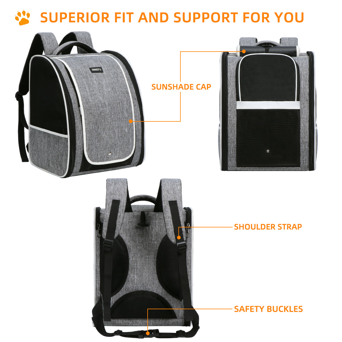 Flap trapezoid pet backpack