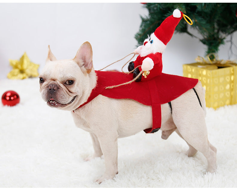 Running Santa Claus Dog Costume Christmas Party Dressing Up Pet Dog Clothes Pet Outfit