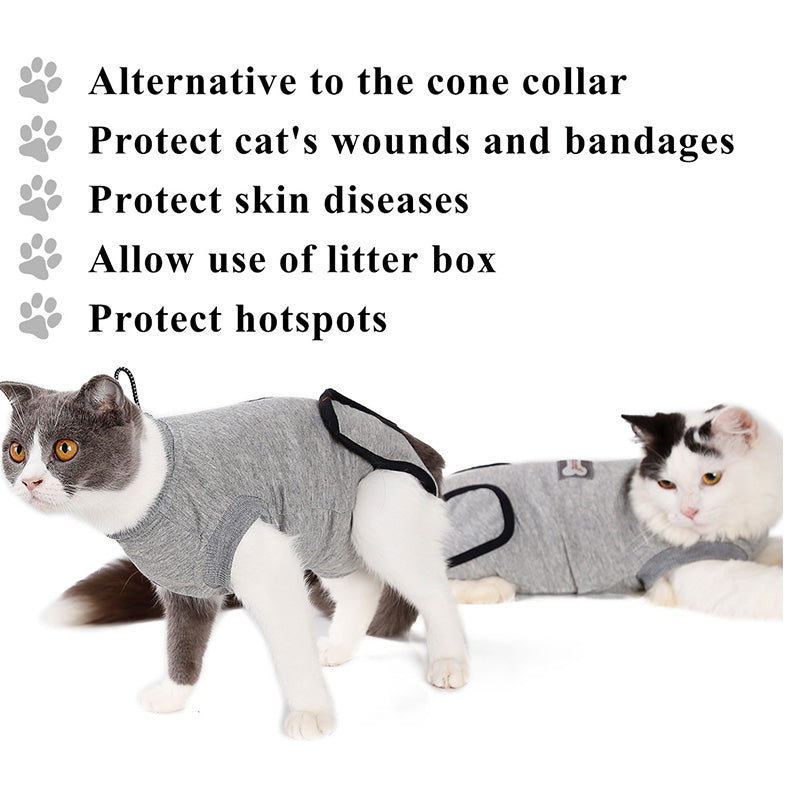 Cat Recovery Suit Pet E collar Alternative Cotton Cat Shirt After Surgery Wounds