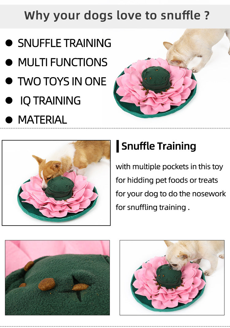 Lotus Flower Design Dog Snuffle Bowl Mat Slow Feeding Dog Training Bowl Nosework Mat