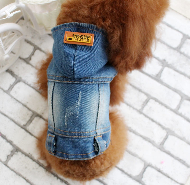 Hoodie Pet Clothes for Dogs French Bulldog Denim Dog Jacket Chihuahua Jeans Coat Hooded Ves