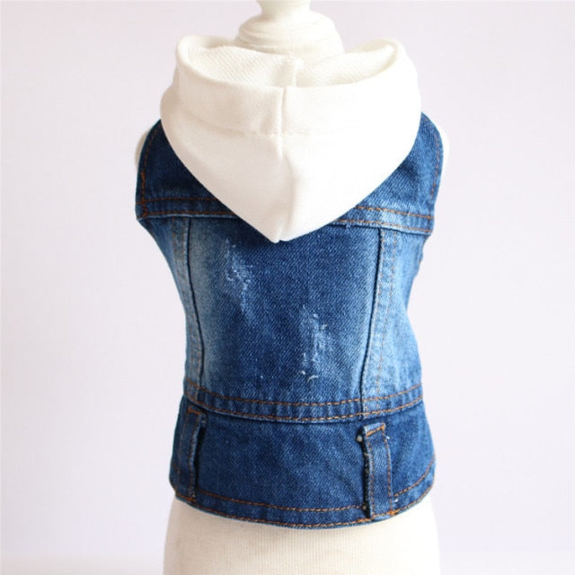 Hoodie Pet Clothes for Dogs French Bulldog Denim Dog Jacket Chihuahua Jeans Coat Hooded Ves