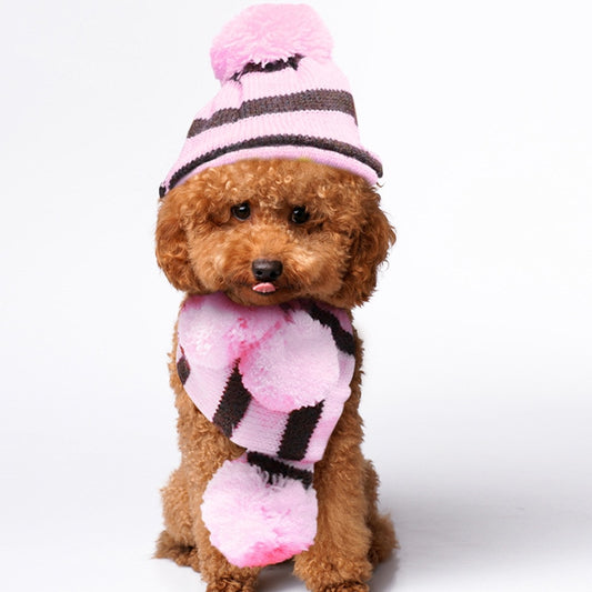 3pcs/set Pet Dog Cap Chihuahua Pug Bichon Knitted Hat Scarf For Small Dogs Winter Puppy Outfit Set Caps For Dogs To Keep Warm G3