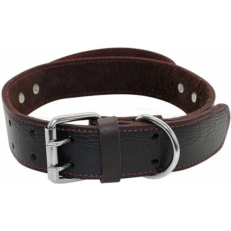 Sturdy Genuine Leather Dog Collar Control Handle