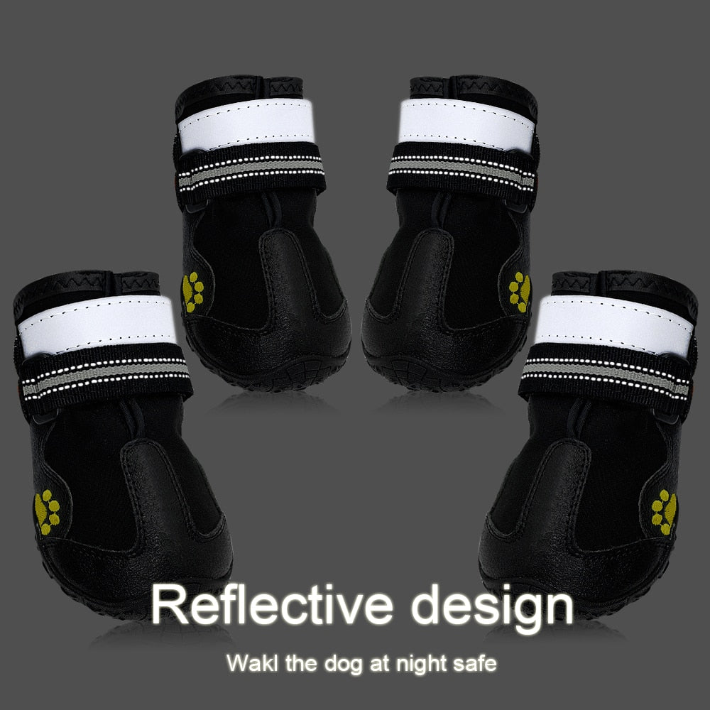 4pcs/set Pet Dog Shoes Reflective Waterproof Dog Boots For Medium Large Dog