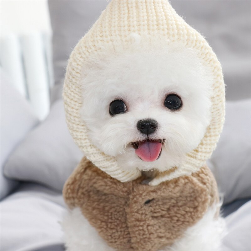 Winter Dog Clothes Warm Vest Hat Cashmere Pets Outfits