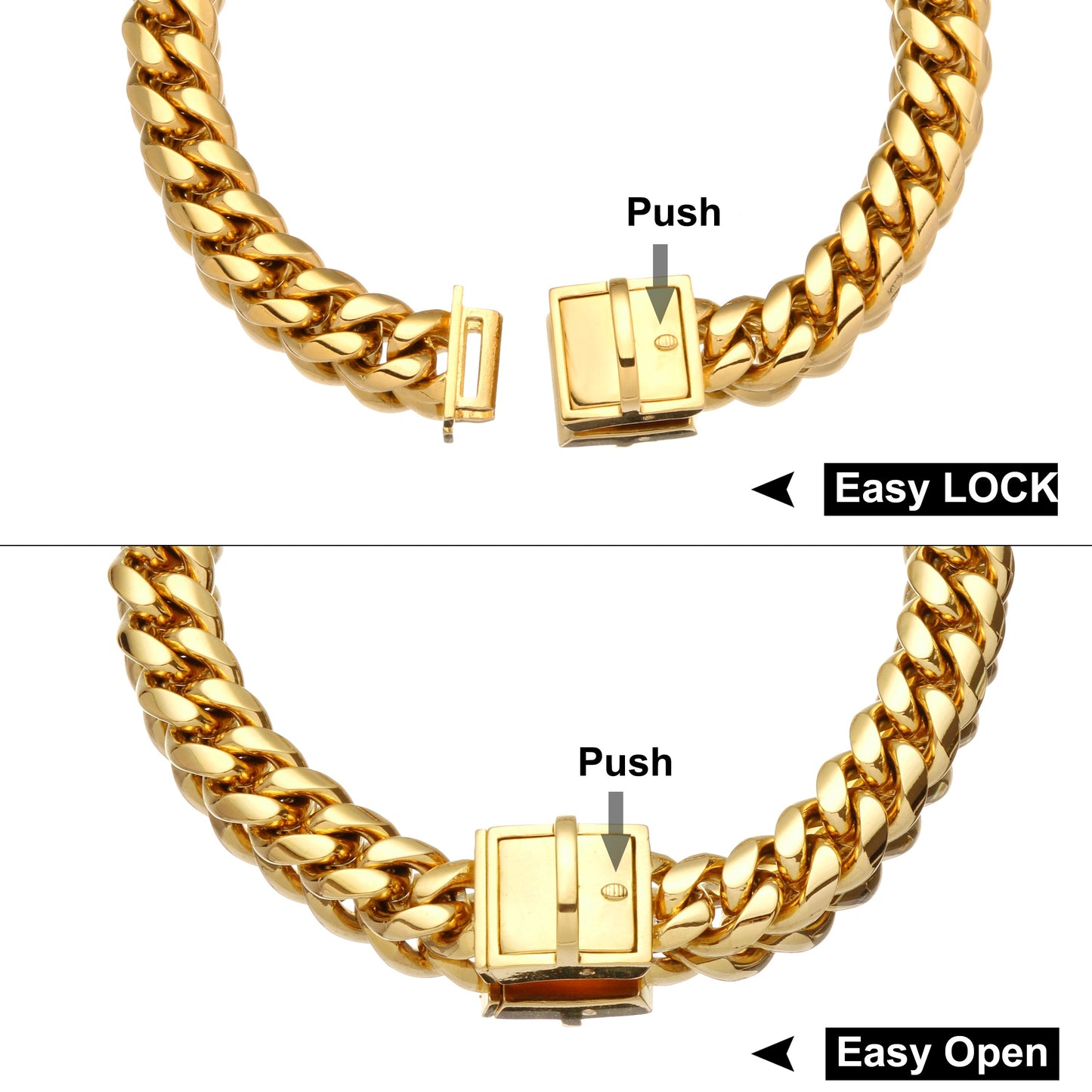 Gold Color Dog Chain Collar 18K Metal Stainless Steel