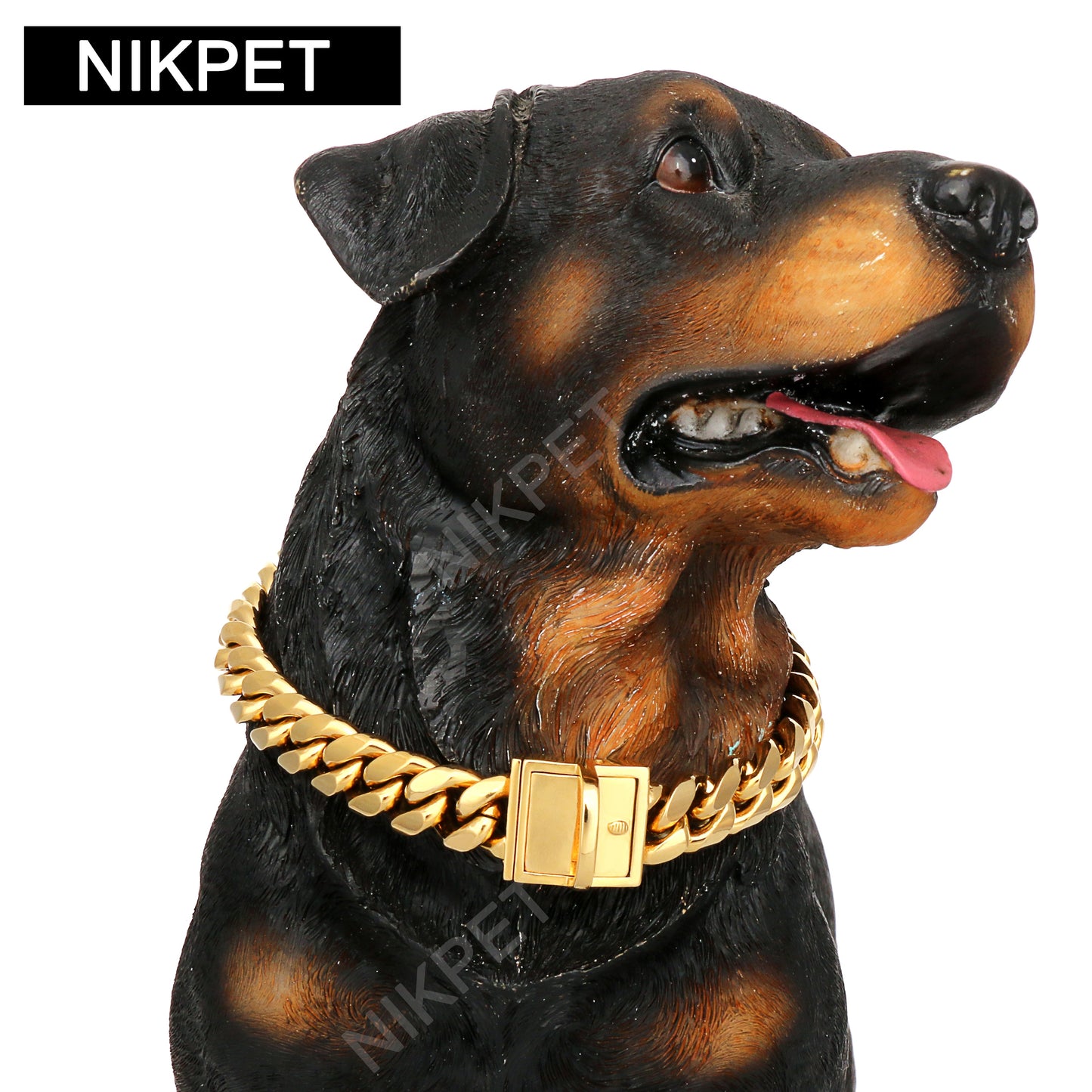 Gold Color Dog Chain Collar 18K Metal Stainless Steel