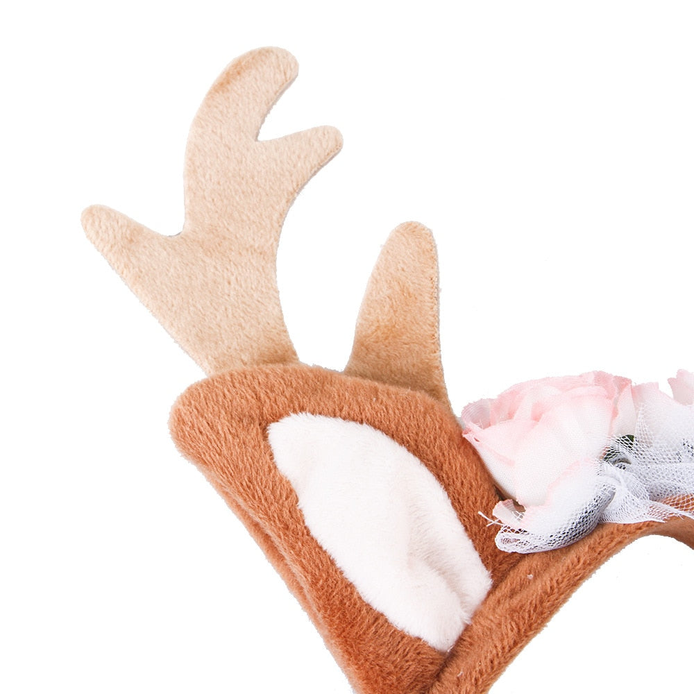Dogs Cat Reindeer Headband Cap For Cat Decor Pet Elk Antlers
