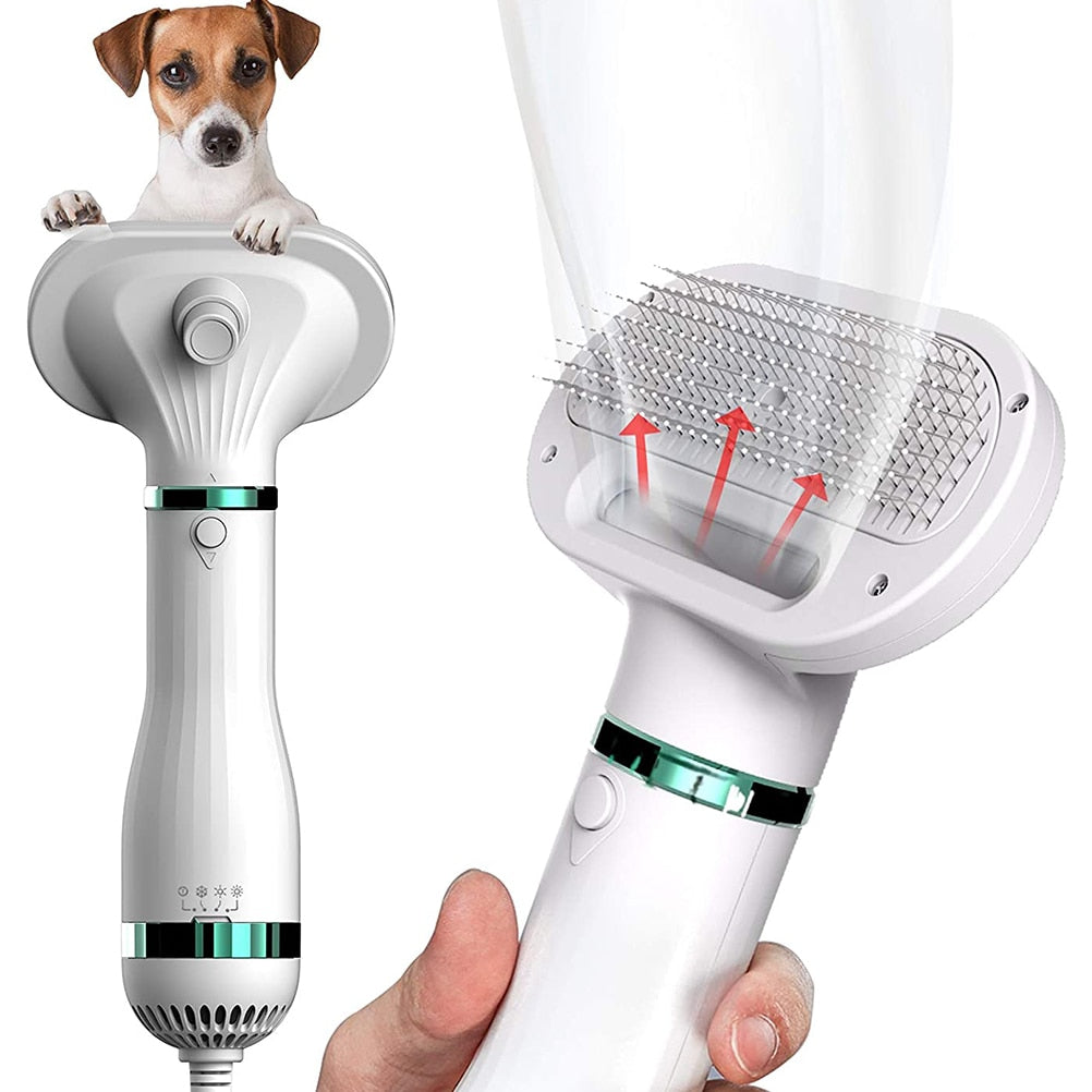 Dog Hair Dryer Grooming Comb Brush For Pet Hair Cat Fur Remove 3 Levels Temperature Adjustable AC 100-240V