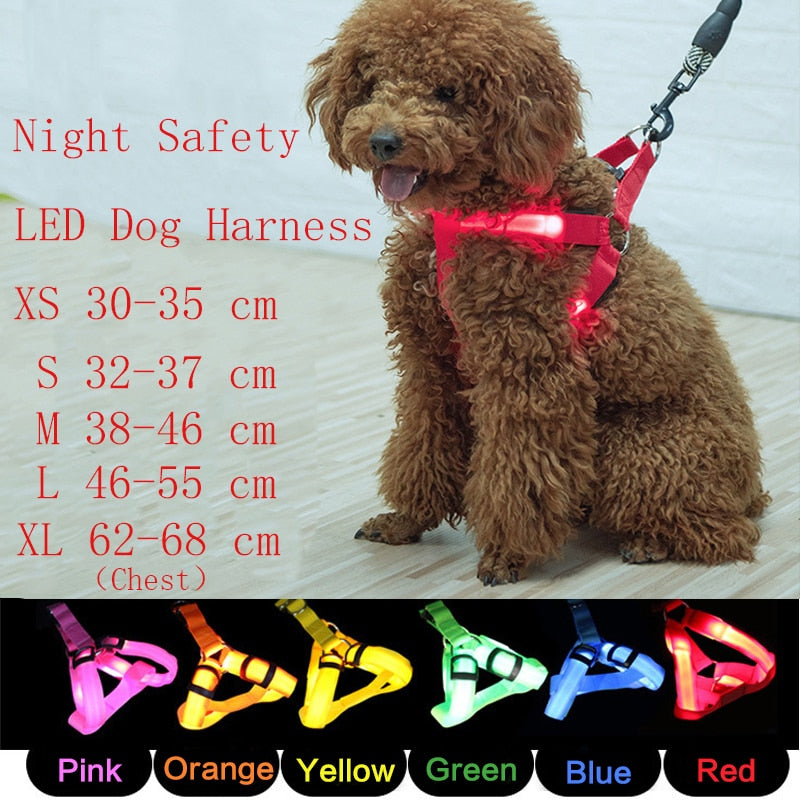 Pet Safety LED Dog Harness Leash Rope Dog Collar Vest Pet Supplies