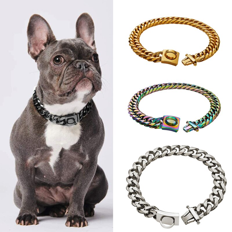 Dog Chain Collar Stainless Steel Necklace 16MM Accessories Collar for Large Dogs