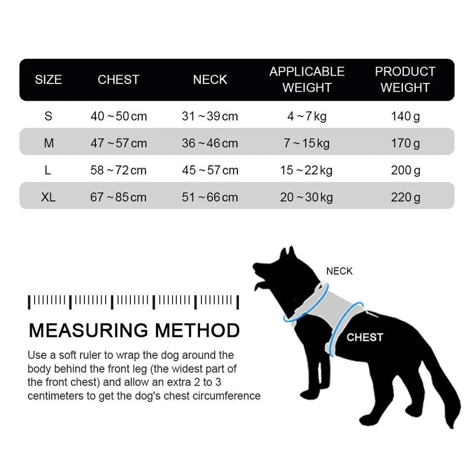 LED Luminous Dog Harness Light Up Dog Chest Strap Vest