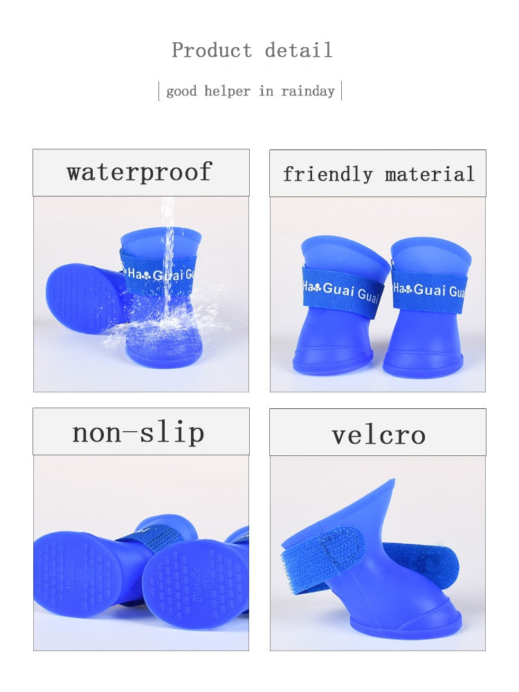 Pet Dog Rainshoes Waterproof Silicone Anti-skid Boots