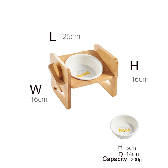 Pet Dog Bowls Elevated Heights Adjustable Bamboo Food and Water Dishes Wooden Stand