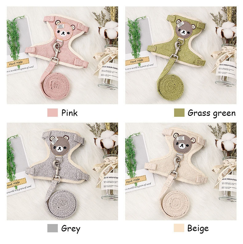 Pet Vest Traction Rope Colour Cartoon Bear Chest Strap Dog Chain Walking The Dog Rope