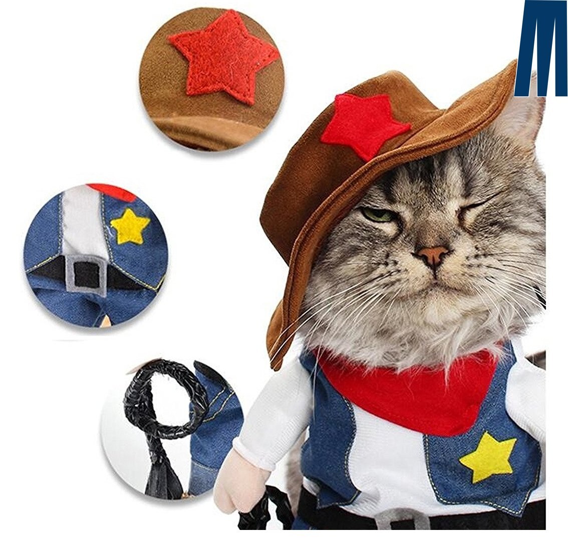 Cat Cowboy Costume Hat for Cats Small Dogs Pet Costunm Cosplay