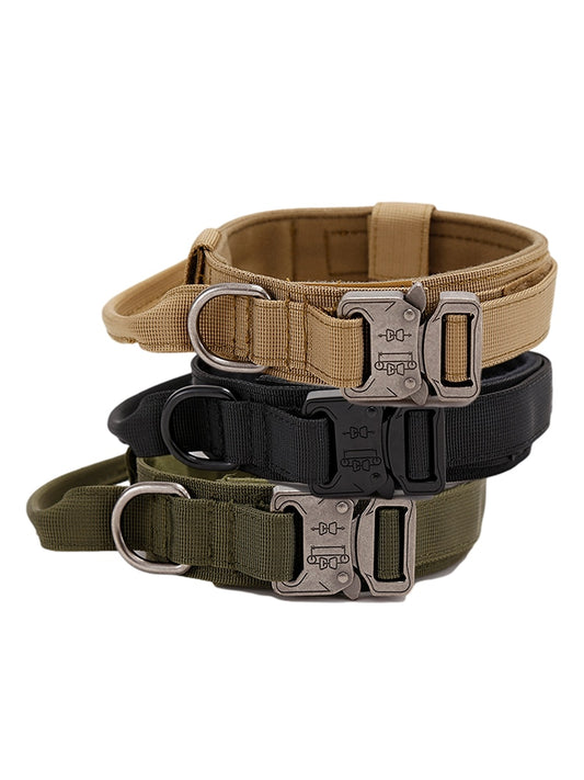 Military Adjustable Dog Collar Multicolor Heavy Duty Training Hunting Pet With Handle For Large Dog