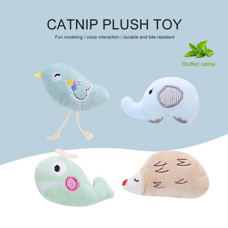 Animal Catnip Cat Toys Interactive Soft Plush Stuffed Chew Teeth Cleaning