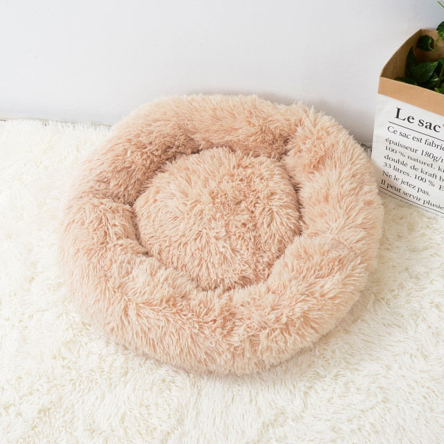 Super Soft Long Plush Warm Pet Mat Cute Lightweight Kennel Cat Sleeping Basket Bed Round Fluffy Comfortable Touch Pet Products