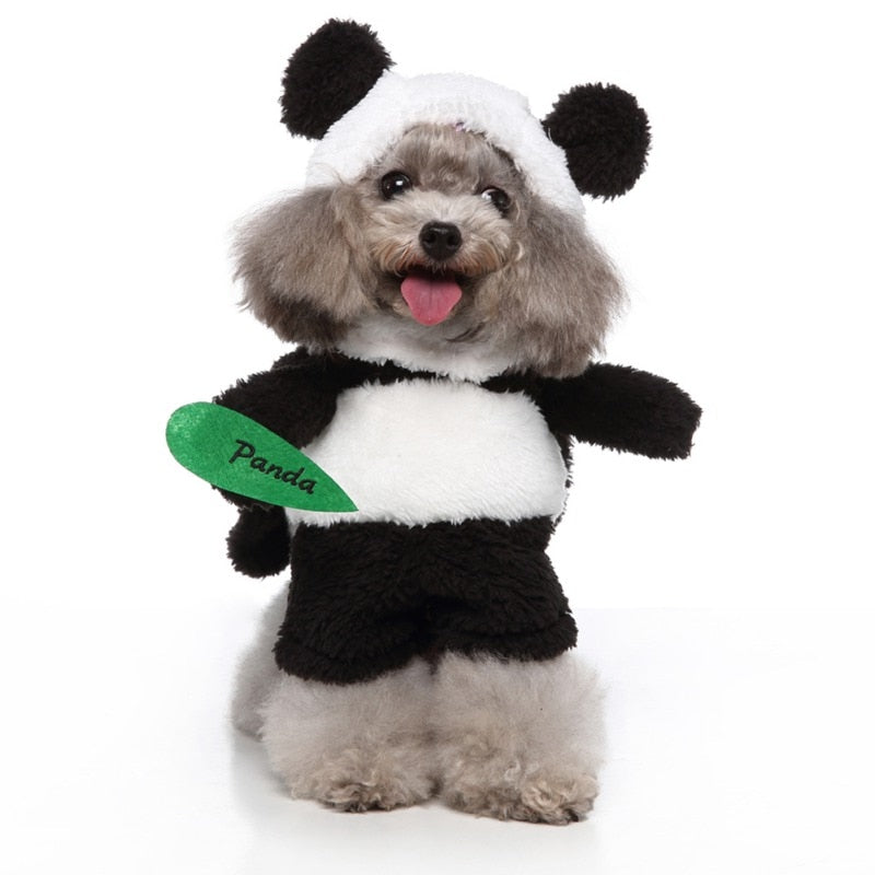 Halloween Panda Hat Cape Clothes Set For Small Medium Dogs Pet Puppy Garment Cosplay Costumes Funny Party Dress Up Accessories