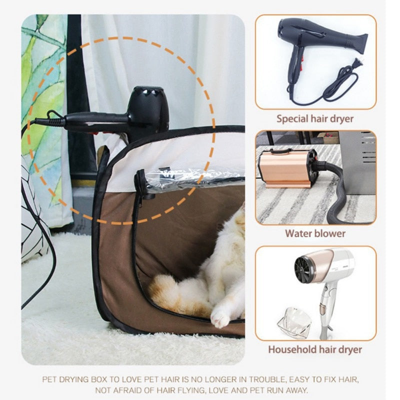 Portable Pet Drying Box Tent Blowing Hair Dryer Foldable