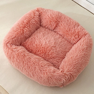 Square Dog Beds Long Plush Solid Color Pet Beds Cat Mat