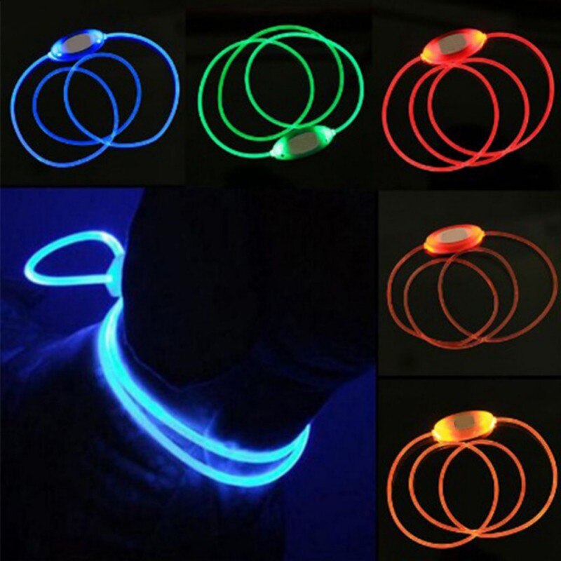 Dogs Collars LED Rechargeable Adjustable Illuminated Night Necklace
