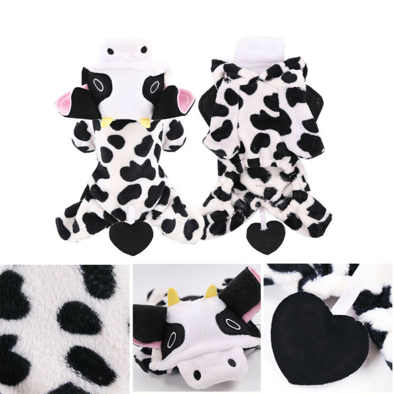 Cute Cartoon Cow Clothes For Puppy Cats Halloween Costume