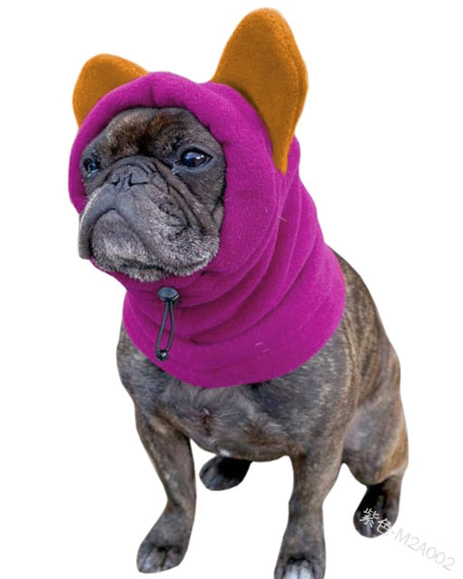 Dog Hat Pet Winter Warm  Hat Superfine Fleece Puppy Cap Cute Personality Drawstring Dog Headgear Adjustable Pure Color Muffler
