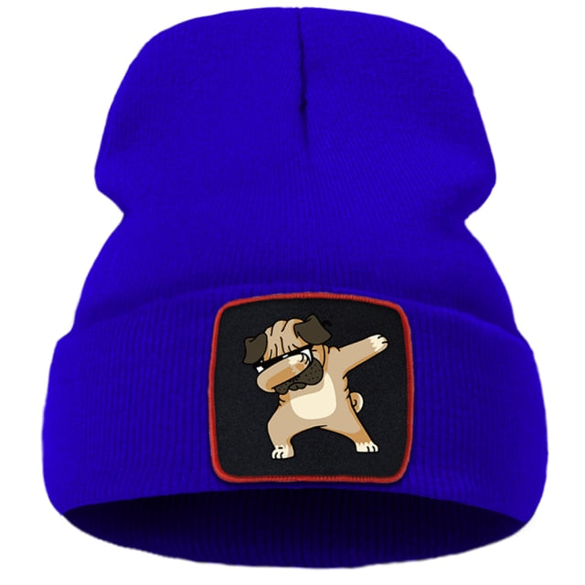 Hip Hop Cool Dog Bonnet Men Hats Unisex Casual Knitted Cap Warm Cotton Sports Beanie Women Caps Harajuku Outdoor Skullies Hat
