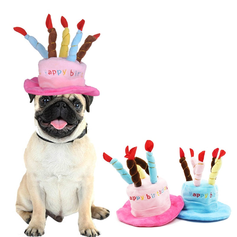 Cute Pets Dog Cats Birthday Caps Adjustable Corduroy Colorful Candles Small